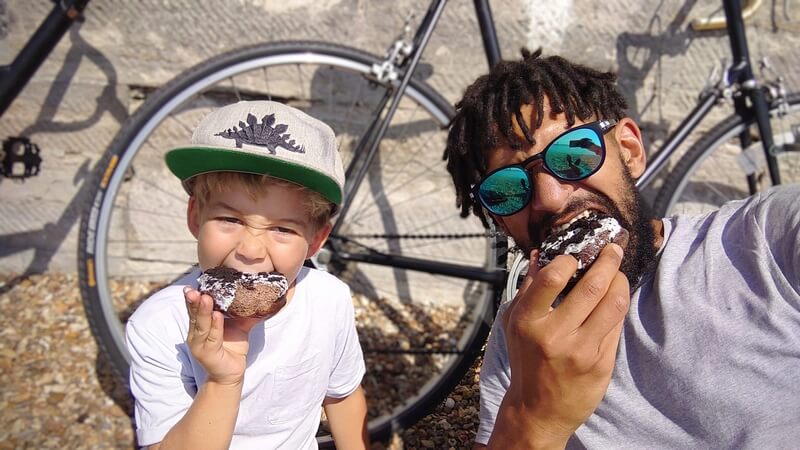 Marley & J eating doughnuts