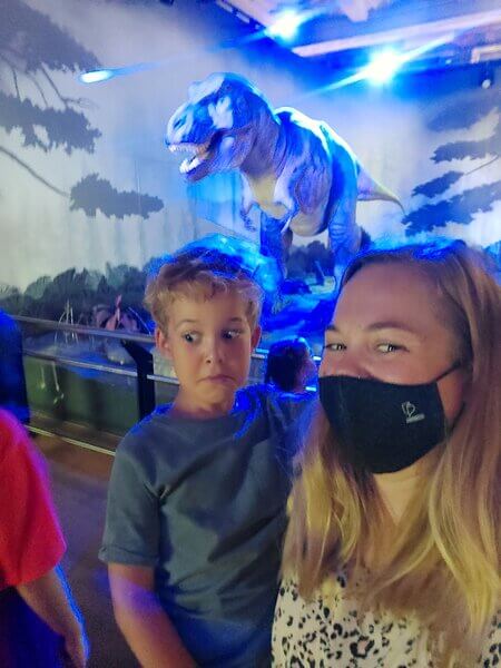 Kez and Marley with the T-rex